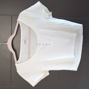 Madewell ribbed Henley cropped tee